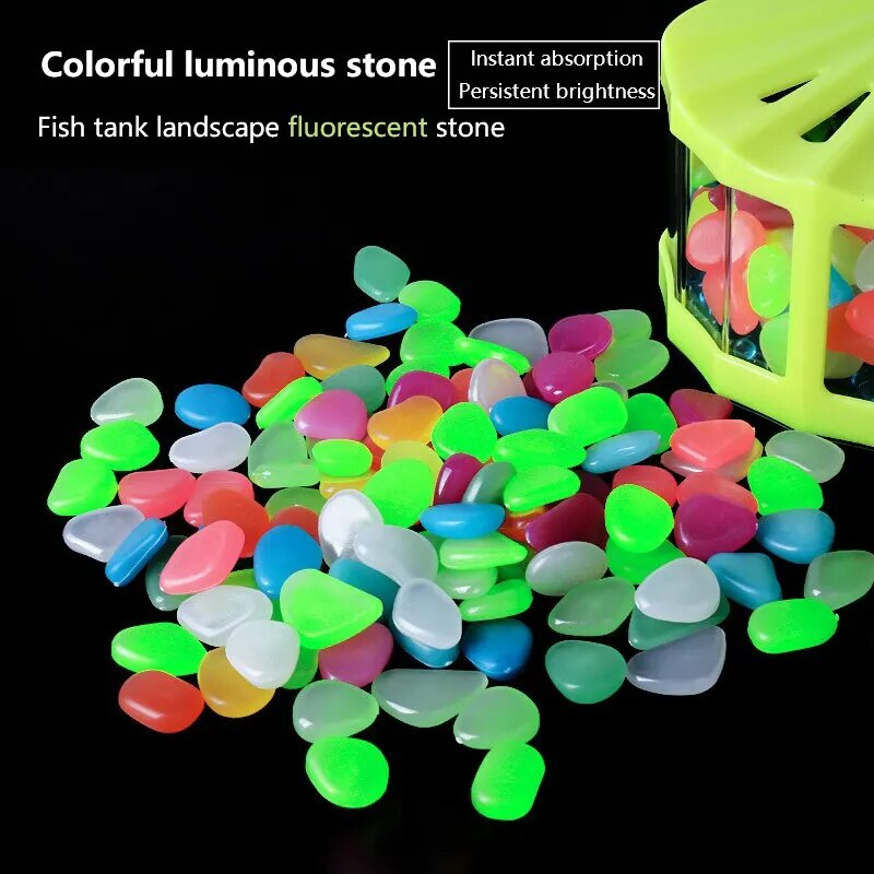 50 buc piatră artificială colorată cu lumină de noapte bol de pește Amenajare peisagistică decorarea casei amenajare peisagistică piatră mică luminiscentă