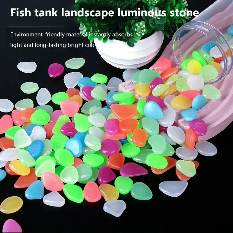 50 buc piatră artificială colorată cu lumină de noapte bol de pește Amenajare peisagistică decorarea casei amenajare peisagistică piatră mică luminiscentă
