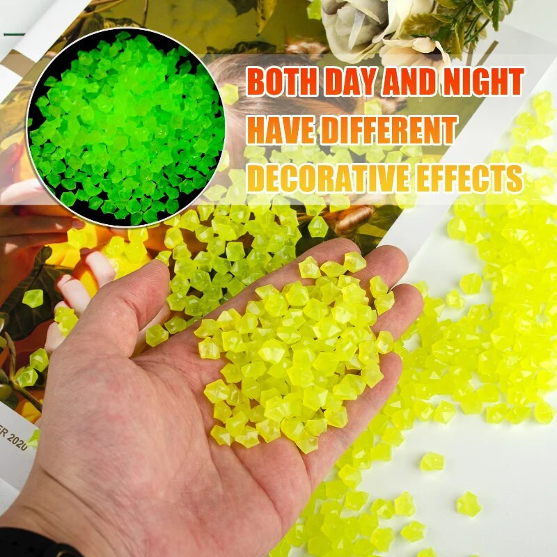 300/500Pcs Fashion Glow In Dark Pebbles Φωτεινή Πέτρινη Διακόσμηση Κήπου Βότσαλα Διακόσμηση Ενυδρείου Εξωτερικής Δεξαμενής Ψαριών