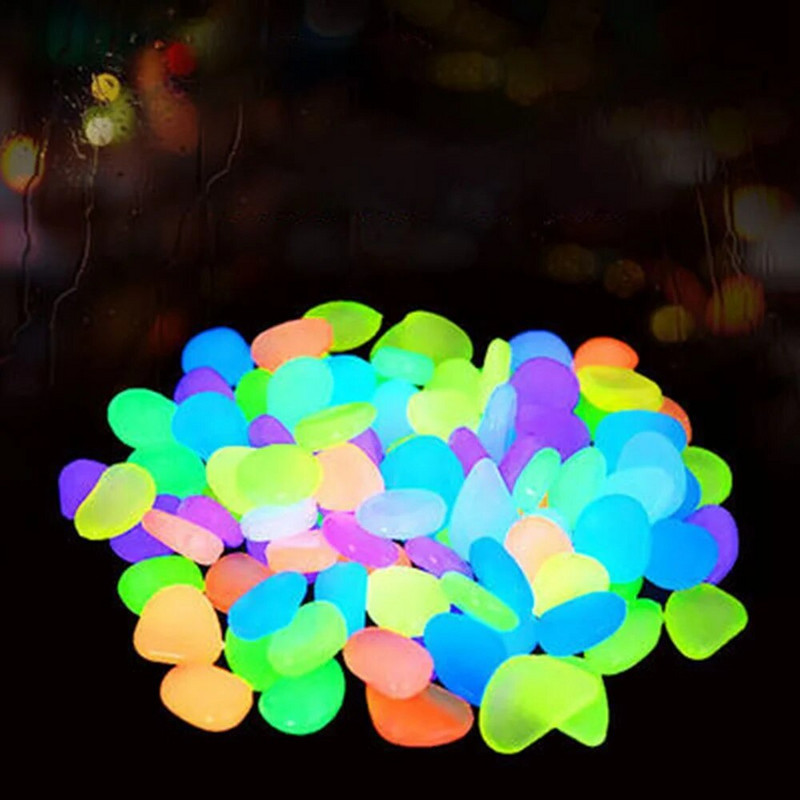 50/100Pcs Glow in the Dark Garden Βότσαλα για το πεζοδρόμιο Κήπος Βεράντα Χλοοτάπητα Κήπος Αίθριο Δεξαμενή ψαριών Ενυδρείο Διακόσμηση Glow Stone