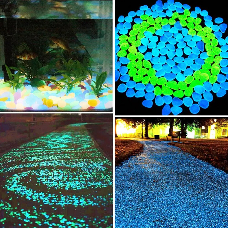 50/100Pcs Glow in the Dark Garden Βότσαλα για το πεζοδρόμιο Κήπος Βεράντα Χλοοτάπητα Κήπος Αίθριο Δεξαμενή ψαριών Ενυδρείο Διακόσμηση Glow Stone