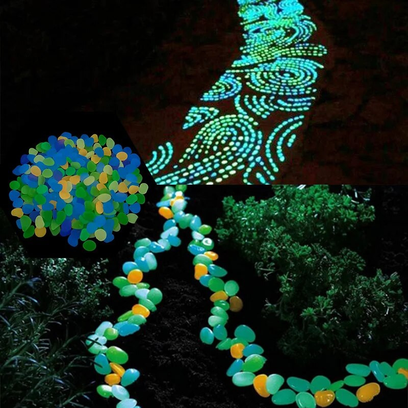 25/50 τμχ Διακοσμητικά κήπου Φωτεινές πέτρες Φθορίζοντα βότσαλα λάμπουν στους σκοτεινούς βράχους για υπαίθριο ενυδρείο στο σπίτι Διακόσμηση δεξαμενής ψαριών
