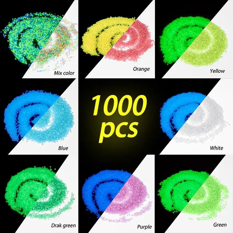 1000 vnt. / Maišelis Šviečiantis smėlis šviečiantis tamsiuose akmenėliuose akmuo Namų sodas Lauko takas Vejos apdaila Akvariumo žuvims rezervuaro dekoras 3-5 mm