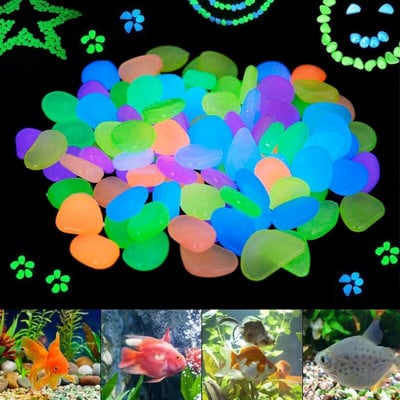 50/100Pcs Glow in the Dark Garden Βότσαλα για το πεζοδρόμιο Κήπος Βεράντα Χλοοτάπητα Κήπος Αίθριο Δεξαμενή ψαριών Ενυδρείο Διακόσμηση Glow Stone