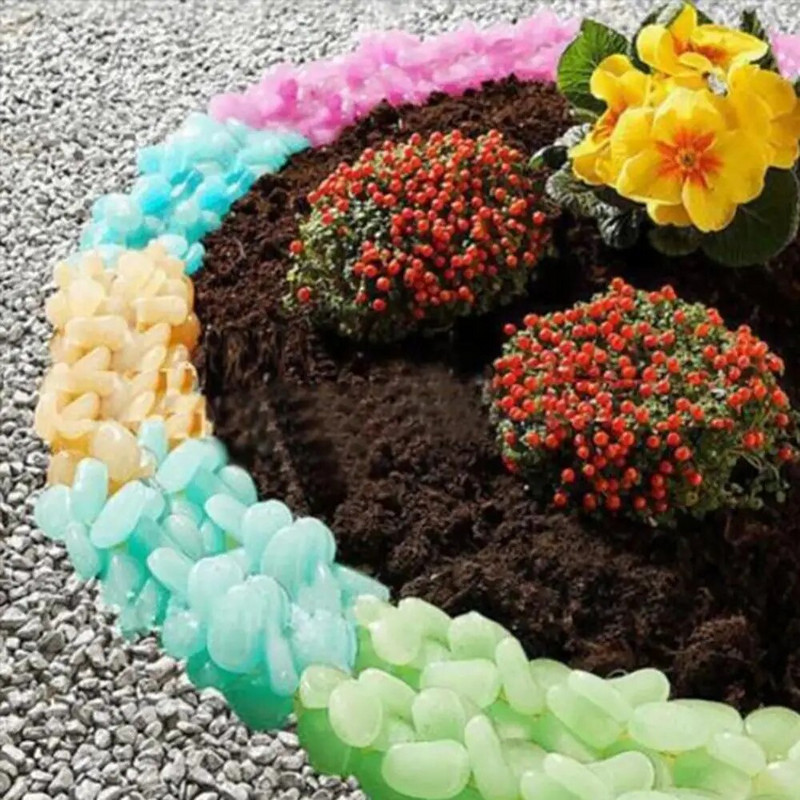 Šviečiantys akmenys Šviečiantys akmeniniai akmenys Tamsūs sodo akmenukai Uolos šviesą skleidžiančios dirbtinės akmenukų vejos sodo kiemo dekoravimui