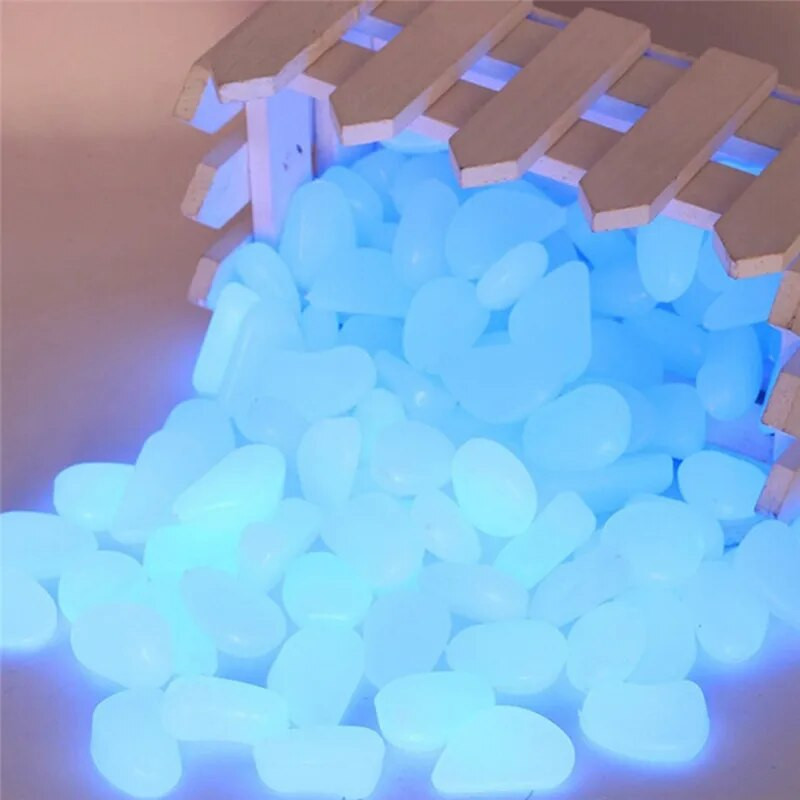 10 vnt./stal. Šviečiantys akmenukai uolų sodo papuošalai Akmens švytėjimas tamsoje sode Skirta takams Žuvų rezervuarų puošmenoms