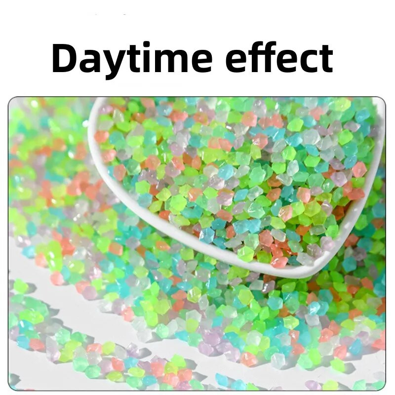 10g 400kom 3-5mm svjetleći pješčani vrtni akvarij fluorescentna mala kamena vaza svjetleći pijesak fluorescentne čestice vrtni ukras