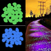 25/50 τμχ Mixcolor Luminous Stones in the Dark Glow Βότσαλα για Ενυδρείο Garden Path Patio Lawn Home Glowing Stones Διακόσμηση