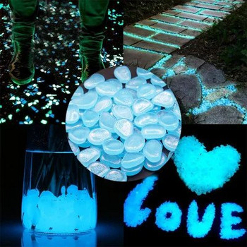 25/50 τμχ Mixcolor Luminous Stones in the Dark Glow Βότσαλα για Ενυδρείο Garden Path Patio Lawn Home Glowing Stones Διακόσμηση