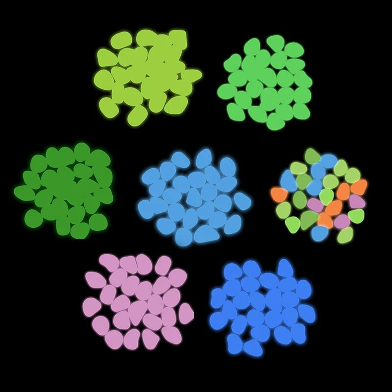 25/50 τμχ Mixcolor Luminous Stones in the Dark Glow Βότσαλα για Ενυδρείο Garden Path Patio Lawn Home Glowing Stones Διακόσμηση