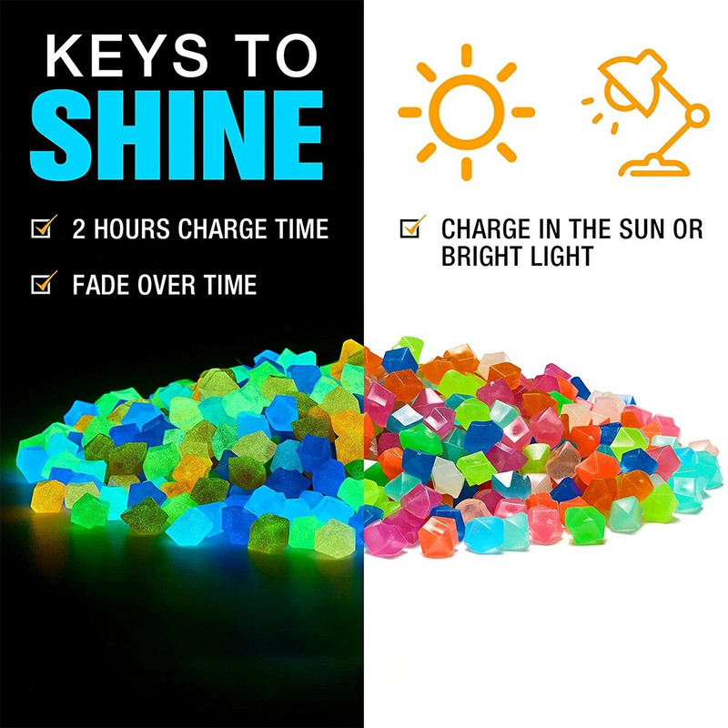 Šviečiantys smėlio akmenys žėrintis sodo dekoras Blizgantis akmuo Akvariumo reikmenys Pasakų žvyro akmenys Namų takas „Pasidaryk pats“ priedai