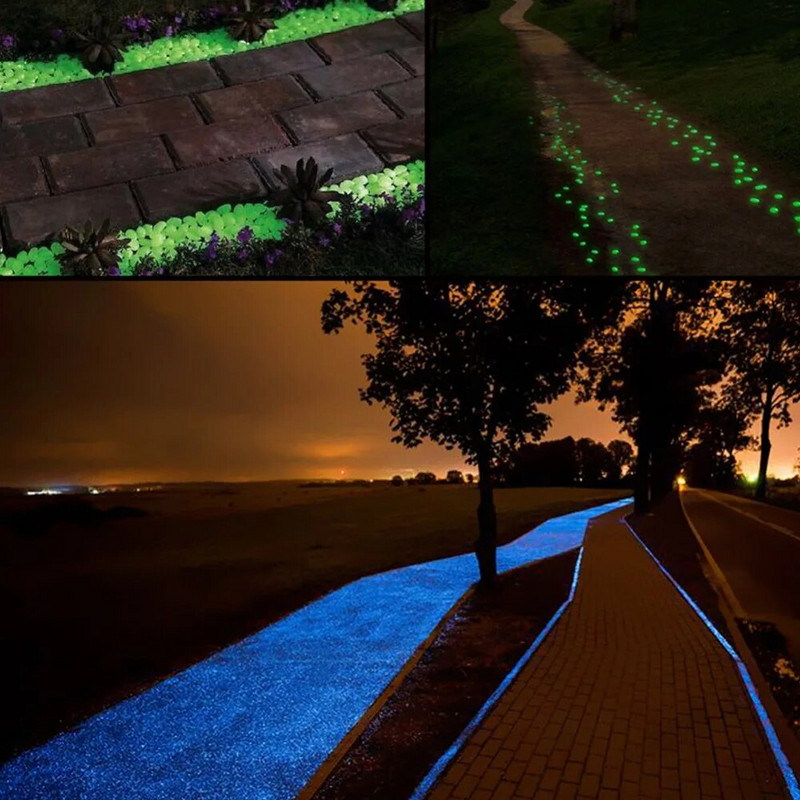 50 vnt. Šviečiantis sodo dekoras Šviečiantys akmenys Lauke Akvariumo apdaila Akvariumo akmenukai Akvariumo dekoratyviniai akmenukai