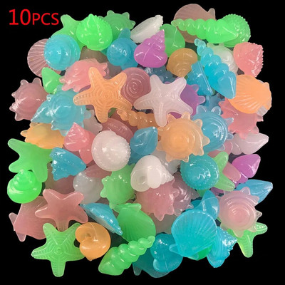 10/50 buc. Pietre strălucitoare luminoase, în formă de scoici de stea de mare, pentru rezervoare de pește, masă, pasarele de grădină, strălucire în întuneric Pietricele decor