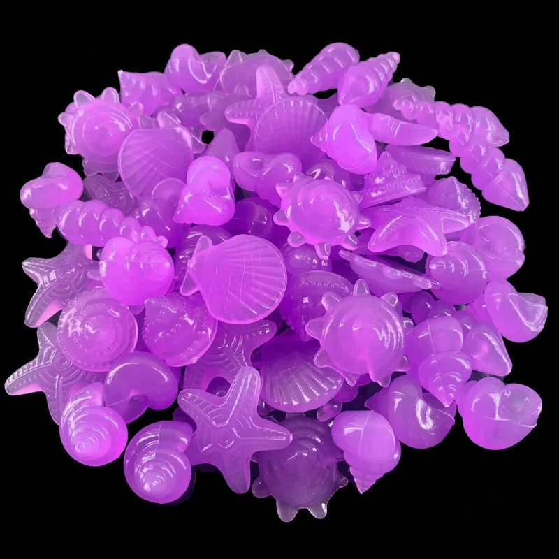 10/50 vnt Šviečiančių žėrinčių akmenų kriauklės formos jūros žvaigždžių kriauklės, skirtos akvatorijos stalui, sodo švytėjimo tamsoje akmenukų dekoracija