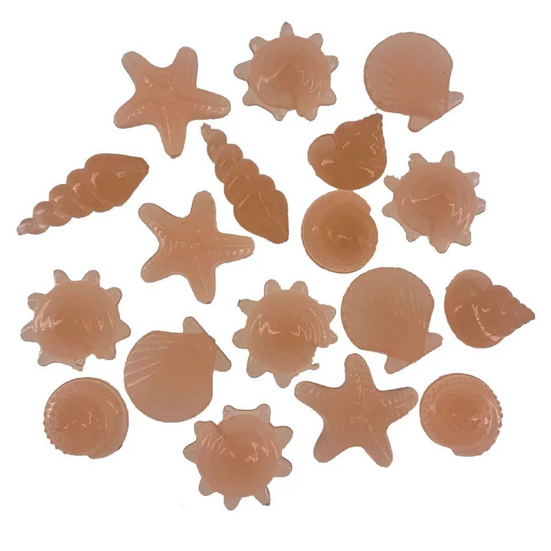 10/50 vnt Šviečiančių žėrinčių akmenų kriauklės formos jūros žvaigždžių kriauklės, skirtos akvatorijos stalui, sodo švytėjimo tamsoje akmenukų dekoracija