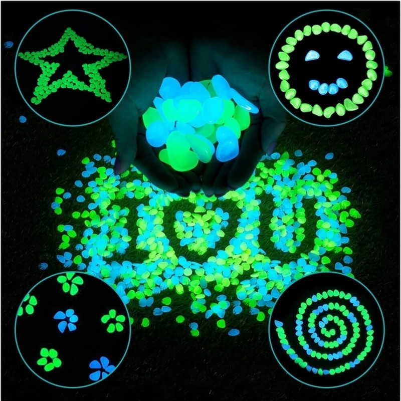 50/100/200kom Svjetleći kamen Svjetleći šljunak u mraku Za pločnik Vrt Terasa Travnjak Dvorište Akvarijum Dekoracija akvarija