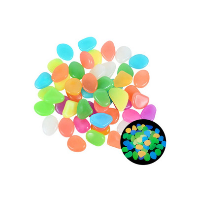 50/100Pcs Glow in The Dark Stones Φωτεινά βότσαλα Πολύχρωμα χαλίκια βράχοι άμμου για υπαίθρια αυλή Ψαροδεξαμενή κήπου Προμήθειες