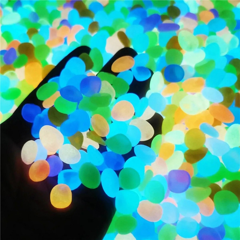 50/100Pcs Glow in The Dark Stones Φωτεινά βότσαλα Πολύχρωμα χαλίκια βράχοι άμμου για υπαίθρια αυλή Ψαροδεξαμενή κήπου Προμήθειες