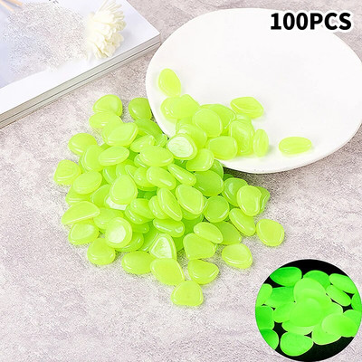 100 buc Pietre luminoase decor de grădină care strălucesc în întuneric Pietricele decorative pentru exterior pentru acvariu Accesorii pentru acvariu
