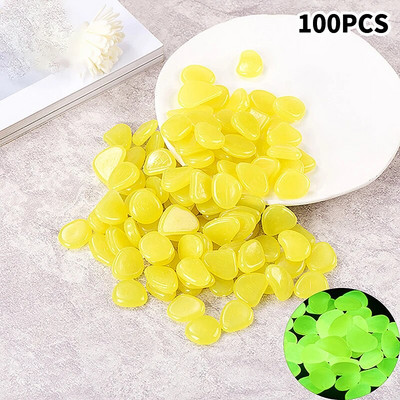 100 buc Pietre luminoase decor de grădină care strălucesc în întuneric Pietricele decorative pentru exterior pentru acvariu Accesorii pentru acvariu