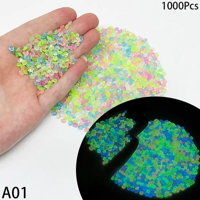 1000 kom./vreći Svjetleće kamenje Kućni vrt Uređenje akvarija Sjaj u tami Šljunak Umjetna fluorescentna smola Šljunak