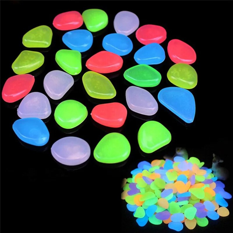 50 τμχ Garden Luminous Glowing Stone Pebble Glow in the Dark Garden Glow Stones Rocks for Walkways Garden Path Διακόσμηση γκαζόν στο αίθριο