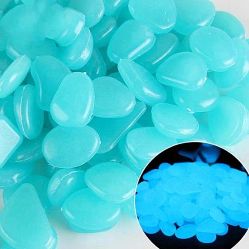 10/25/50 vnt. Švytinti tamsoje Akvariumo puošmena Akvariumo papuošalai Šviečiantys akmenys takams Sodo takas Kiemas Vejos dekoras