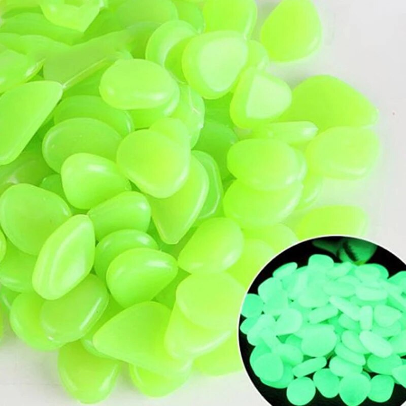 10/25/50 vnt. Švytinti tamsoje Akvariumo puošmena Akvariumo papuošalai Šviečiantys akmenys takams Sodo takas Kiemas Vejos dekoras