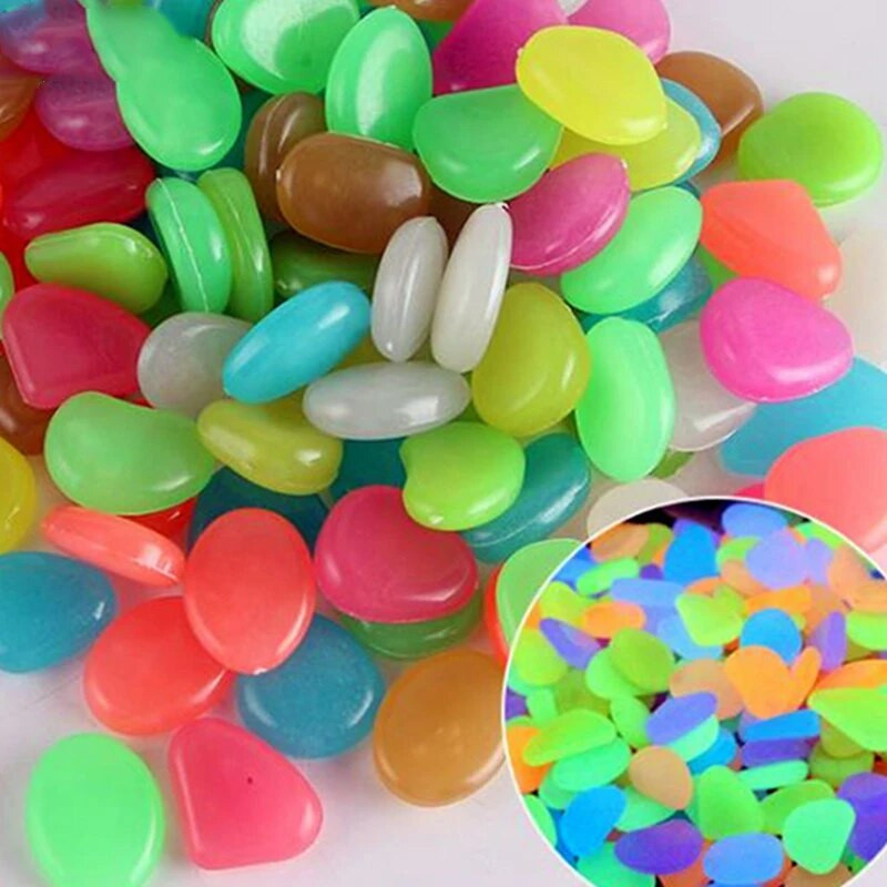 10/25/50 vnt. Švytinti tamsoje Akvariumo puošmena Akvariumo papuošalai Šviečiantys akmenys takams Sodo takas Kiemas Vejos dekoras