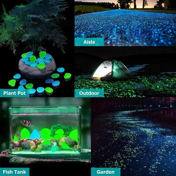 Φωτεινά βότσαλα Βράχοι Διακοσμητικά κήπου Πέτρα λάμψη στον σκοτεινό κήποΓια πεζοδρόμια Διακοσμήσεις δεξαμενών ψαριών