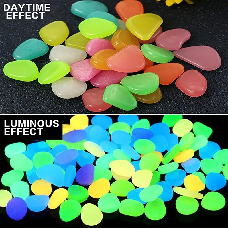 Φωτεινά βότσαλα Βράχοι Διακοσμητικά κήπου Πέτρα λάμψη στον σκοτεινό κήποΓια πεζοδρόμια Διακοσμήσεις δεξαμενών ψαριών