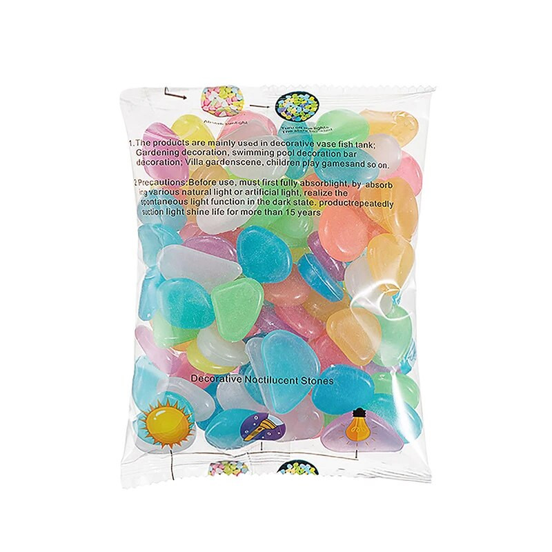 100 τμχ Διακόσμηση Κήπου Φωτεινές πέτρες λάμπουν στο σκοτάδι Διακοσμητικά βότσαλα Διακόσμηση δεξαμενής ψαριών εξωτερικού χώρου