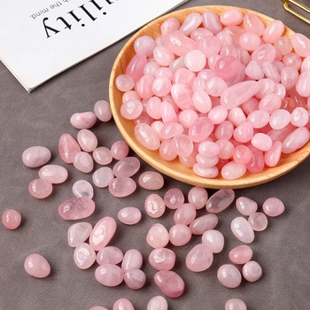 50g/торба Естествен кристален розов кварц Разбит камък Кристално розов кристален чакъл Декорация на градина за плувен басейн