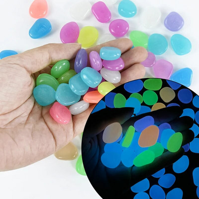 50/25 vnt Šviečiantys akmenys, skirti sodo lauko dekoravimui, tamsoje švytintys akmenukai Namų akvariumas Akvariumas žuvų bakas „Pasidaryk pats“ dekoratyvinis švytintis akmuo