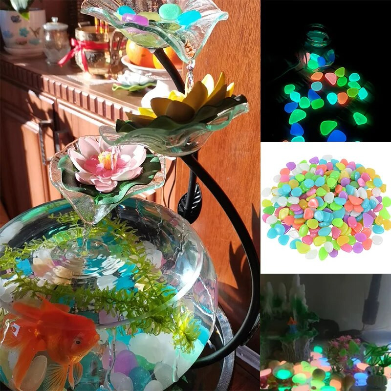 50/25 vnt Šviečiantys akmenys, skirti sodo lauko dekoravimui, tamsoje švytintys akmenukai Namų akvariumas Akvariumas žuvų bakas „Pasidaryk pats“ dekoratyvinis švytintis akmuo