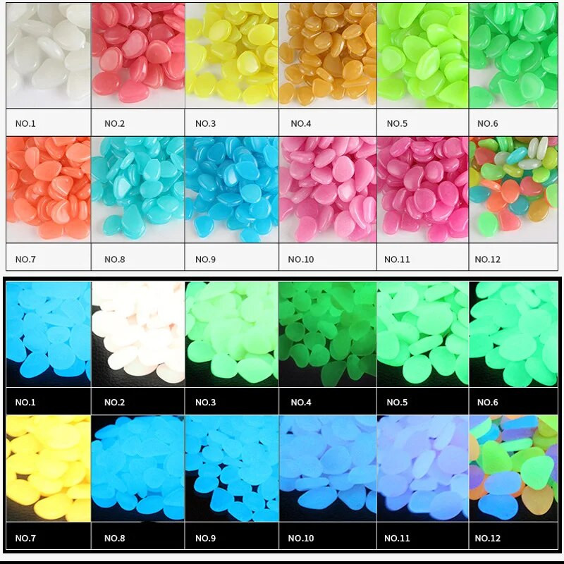 Svjetleće kamenje Šljunak svijetli u mraku Akvarij Pijesak Akvarij Kamenje za šetnice Staza Terasa Travnjak Vrt Dekoracija dvorišta Mješavina boja