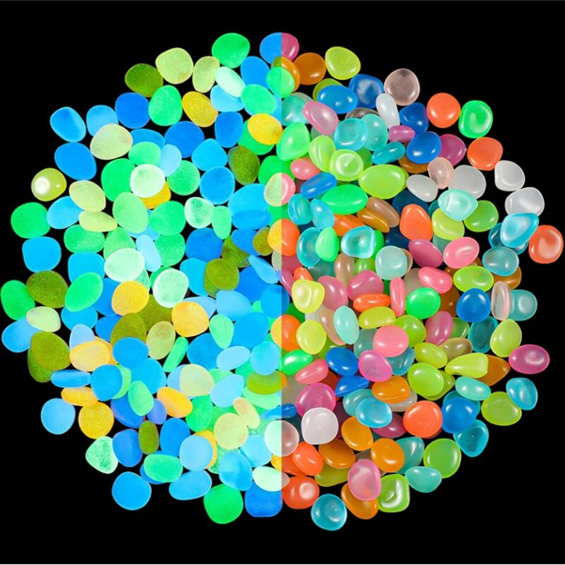 50/100 vnt Švyti tamsoje sode Akmenukai Švyti akmenys Uolos takams Sodo takas Patio veja Sodo kiemo dekoras Šviečiantys akmenys