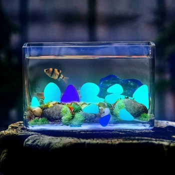 25Pcs Светещ орнамент за озеленяване на градината Аквариум Декорация за аквариум Изкуствен светлинен камък Излъчващо светлина камъче