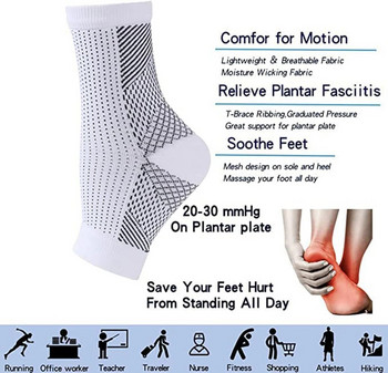 1 Ζεύγος κάλτσες συμπίεσης για γυναίκες Μανίκια συμπίεσης στον αστράγαλο Σιδεράκια υποστήριξη καμάρας Neuropathy καταπραΰνει κάλτσες, Nano soothesocks για άνδρες