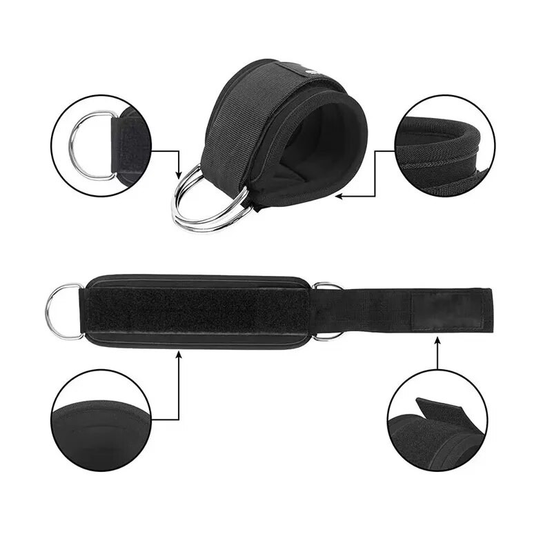 Kulkšnies dirželiai kabelių mašinoms Paminkštinti kulkšnies rankogaliai treniruotėms kojoms Pilnai reguliuojami ir kvėpuojantys kulkšnies rankogaliai 1vnt