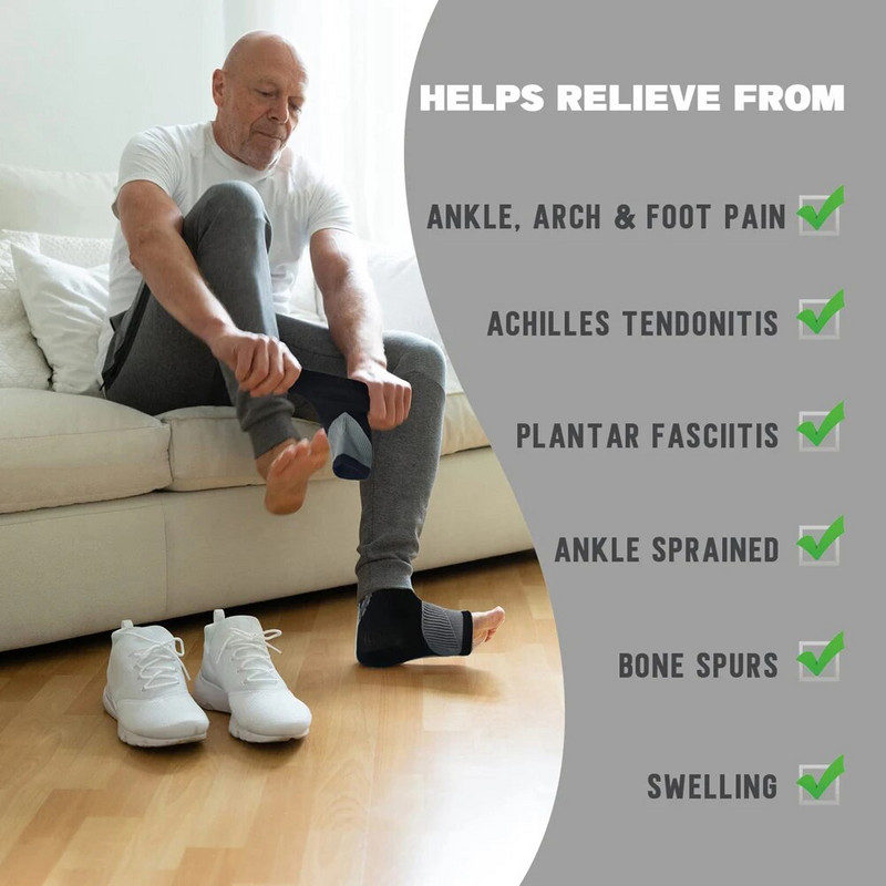 1 Ζεύγος Αστραγάλος με συμπιεστικό μανίκι πελματιαία απονευρωσίτιδα Κάλτσες με υποστήριξη ποδικής καμάρας ανακουφίζει από αχίλλειο τενοντίτιδα, ανακούφιση από τον πόνο της φτέρνας