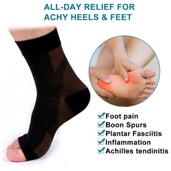 1 чифт чорапи за невропатия Поддържащи медни компресионни ръкави за глезена Чорапи за тендинит за облекчаване на болката, оток при плантарен фасциит