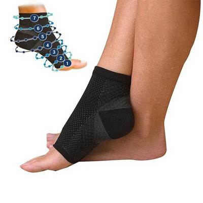 Anti oboseală Sport Suport pentru gleznă Sosete de yoga cu presiune pentru ameliorarea durerii Mâneci piciorului Stretch Compresie Sosete negru respirabile cu bretele