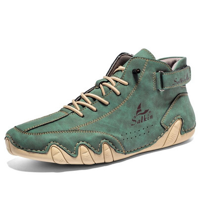 Μικροΐνες Δερμάτινα Casual Παπούτσια για Ανδρικά Χειροποίητα Παπούτσια Ανοιξιάτικα/Φθινοπωρινά Μποτάκια Μόδας Σχέδιο για υπαίθρια παπούτσια πεζοπορίας 8 χρώμα