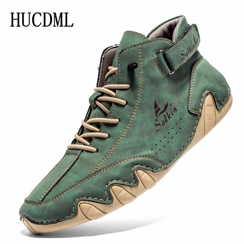 Μικροΐνες Δερμάτινα Casual Παπούτσια για Ανδρικά Χειροποίητα Παπούτσια Ανοιξιάτικα/Φθινοπωρινά Μποτάκια Μόδας Σχέδιο για υπαίθρια παπούτσια πεζοπορίας 8 χρώμα