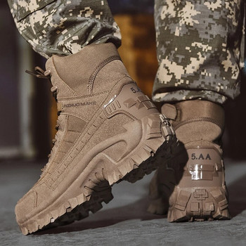 2023 Нови модни мъжки военни тактически ботуши Армейски ботуши Мъжки със страничен цип Външни противоплъзгащи военни мъжки ботуши Предпазни обувки