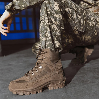 2023 Нови модни мъжки военни тактически ботуши Армейски ботуши Мъжки със страничен цип Външни противоплъзгащи военни мъжки ботуши Предпазни обувки