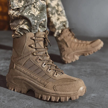 Зелени военни тактически ботуши Есенни нови туристически обувки Външни военни, издръжливи странични ципове, качествени противоплъзгащи се тактически Big46