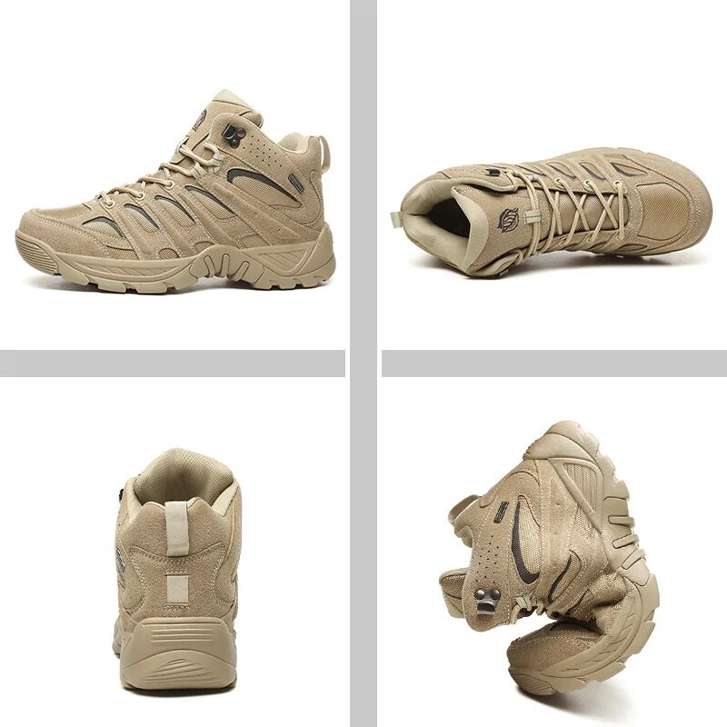 Vasariniai taktiniai vyriški batai, 2023 m., kvėpuojantys kariški batai, skirti kovoti su kulkšnimis, odiniai kariški batai vyrams, lauko medžioklė Naujienos