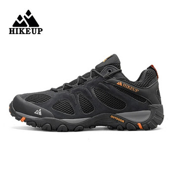 HIKEUP Нови нехлъзгащи се мъжки обувки за туризъм на открито, устойчиви на износване, дишащи устойчиви на пръски мъжки маратонки за лов и планински обувки